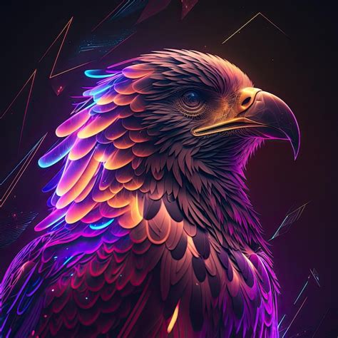 Premium Photo | Abstract neon light eagle artwork design digital art ...