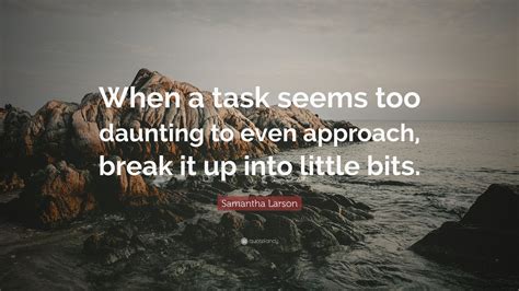 Samantha Larson Quote: “When a task seems too daunting to even approach, break it up into little ...