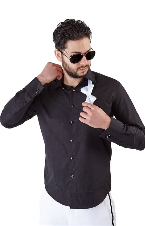 Slim Fit Black French Cuff Tuxedo Shirt – ÃZARMAN