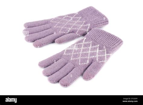 Pink winter gloves isolated on white background Stock Photo - Alamy