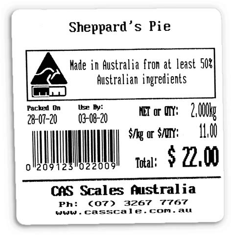 CAS Blank Thermal Labels - 58 x 60mm (MED) - CAS Scales Australia