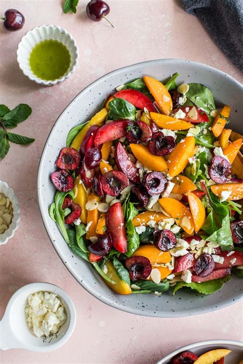 Stone Fruit Salad with Mint Honey Vinaigrette - Crumb Top Baking