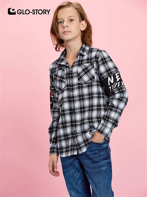 GLO STORY Children Boys 2019 Long Sleeve Flannel Shirts Boy Casual Streetwear Plaid Shirt Blouse ...