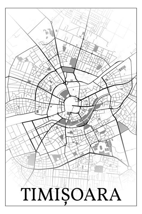 Timisoara Romania city map #002 Digital Art by Dandi Studio - Pixels