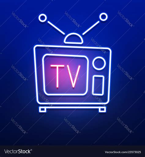 Neon retro tv logo with red blue color on smooth Vector Image