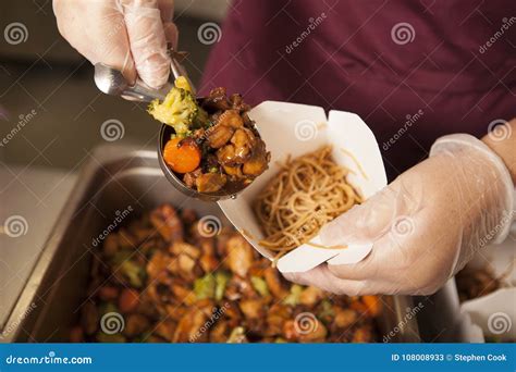 Serving Chinese Food into Box Stock Image - Image of steel, crockery ...