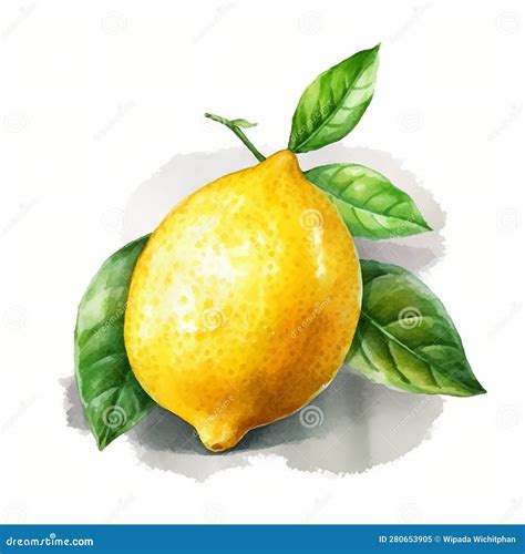 Lemon Watercolor Painted Illustration Stock Illustration - Illustration ...