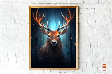 Fabulous Magical Deer Fantasy Wall Art By Mulew Art | TheHungryJPEG