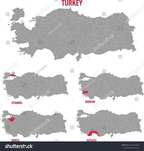 Turkey Cities Map Vector Illustration Stock Vector (Royalty Free ...