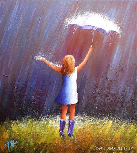 Happy Rainy Day - Pintura, 100x90 cm ©2016 por Dima Dmitriev - Tela ...