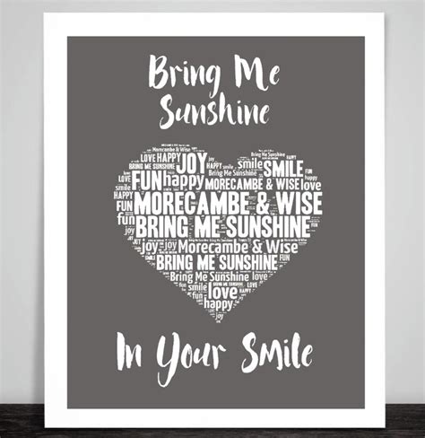 MORECAMBE and WISE Bring Me Sunshine Music Love Song Lyrics Heart Art ...