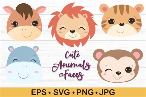 Cute Animals SVG Clipart Set, Lion SVG Graphic by DrawStudio1988 · Creative Fabrica