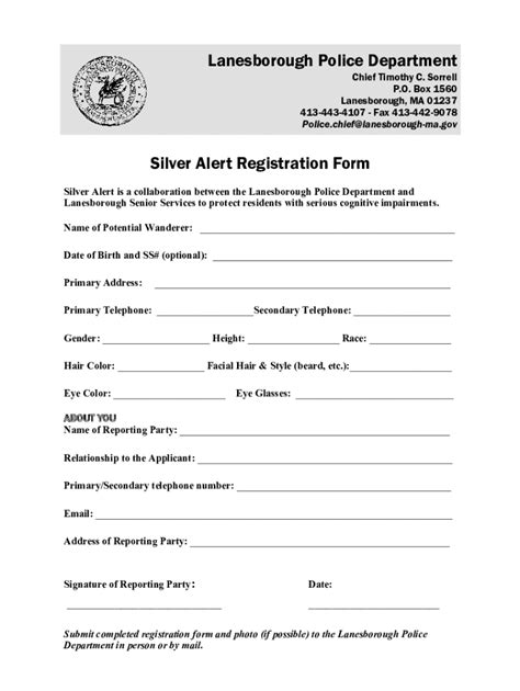 Fillable Online Silver Alert Registration Form Fax Email Print - pdfFiller