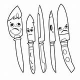 Knife Coloring Pages Color Outline Sketch Drawing Vector  sketch template