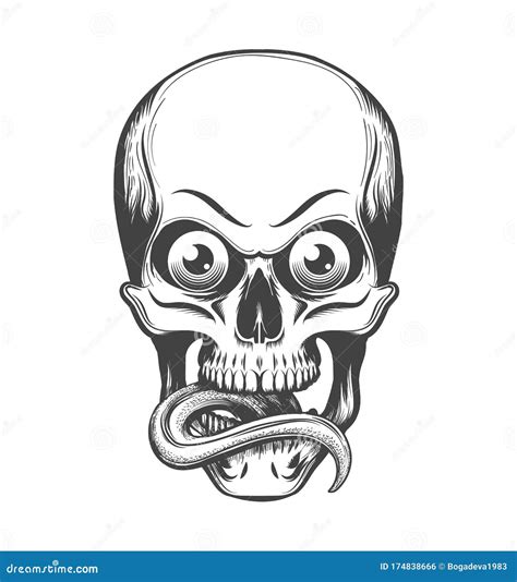 Skull with Eyes and Tongue Sticking Out Stock Vector - Illustration of ...