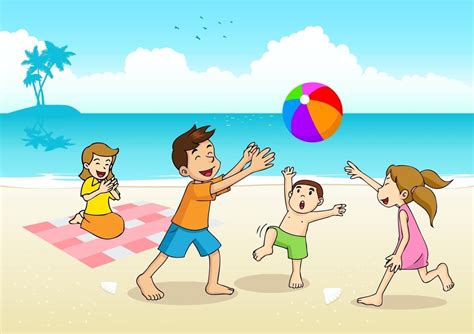 Download Cartoon illustration of a family having a picnic at the beach ...