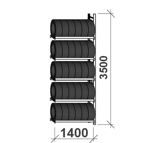 Add On Bay 3500x1400x500, 5 levels Tyre Rack MAXI « Tyre Rack MAXI, H 3500/5 levels « Tyre Rack ...