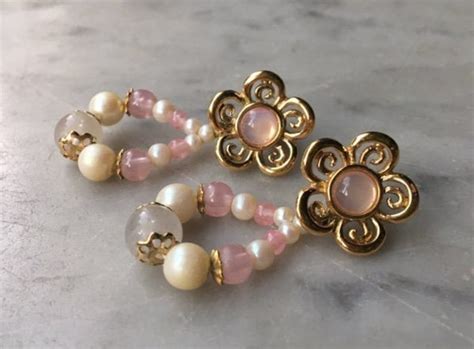 Vintage Trifari Pink Moonglow White Pearls Gold Tone Flower - Etsy