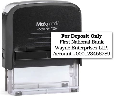 Bank Deposit Stamp - Four Line Self Inking Stamp for Check Endorsement - 3/4" x 1-7/8" : Amazon ...