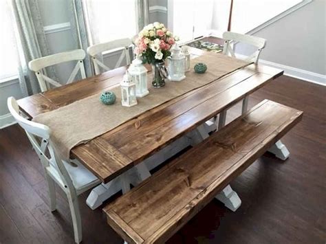 60 Brilliant Farmhouse Kitchen Table Design Ideas and Makeover ...