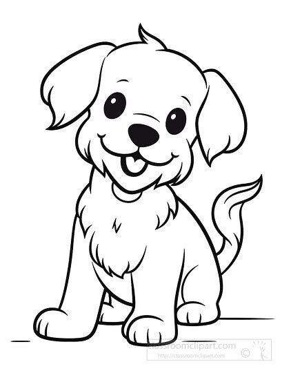 Animal Outline Clipart-cute adorable smiling puppy black outline printable