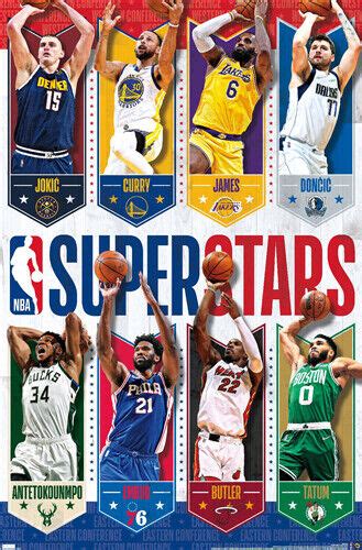 NBA SUPERSTARS 2023 22x34 Basketball POSTER LeBron, Curry, Jokic ...