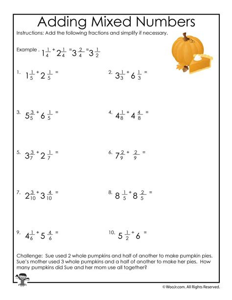 Adding Mixed Numbers Worksheet Woo Jr Kids Activities — db-excel.com