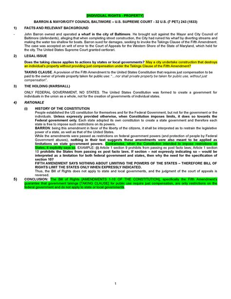 INDIVIDUAL RIGHT (ConLaw) - Case brief Barron V. Baltimore ...