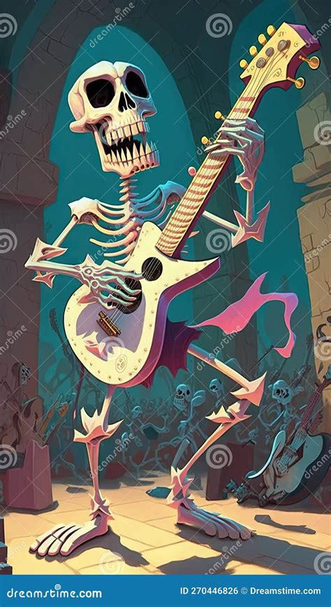 A Skeleton Playing a Guitar in Front of a Group of Skeletons. Generative Ai Stock Illustration ...