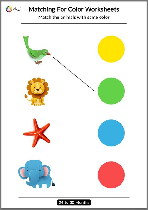 Printable Matching Colors Worksheets (24-30 months) - Ira Parenting in 2020 | Preschool color ...