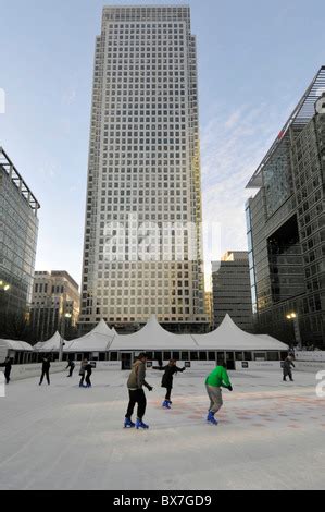 Ice Skating rink at Canary Wharf Docklands London England UK Stock ...