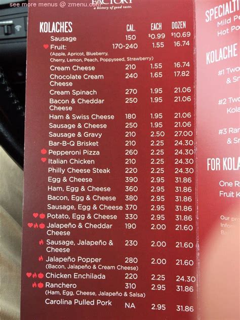 Menu at Kolache Factory desserts, Powdersville, SC-153