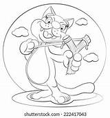 Cartoon Funny Cat Shoots Slingshot Coloring Stock Vector Royalty Free  sketch template