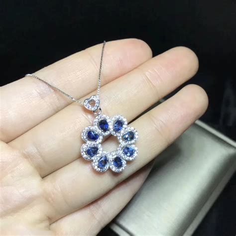 natural blue sapphire gem pendant S925 silver Natural gemstone Pendant ...