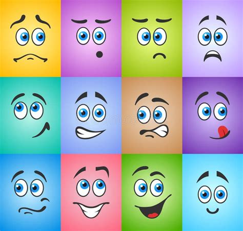 Blue Eyes in Different Emotions Stock Illustration - Illustration of ...