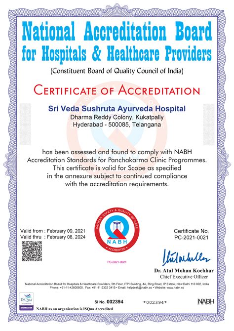 NABH Certification | Sushruta Ayurveda Hospital