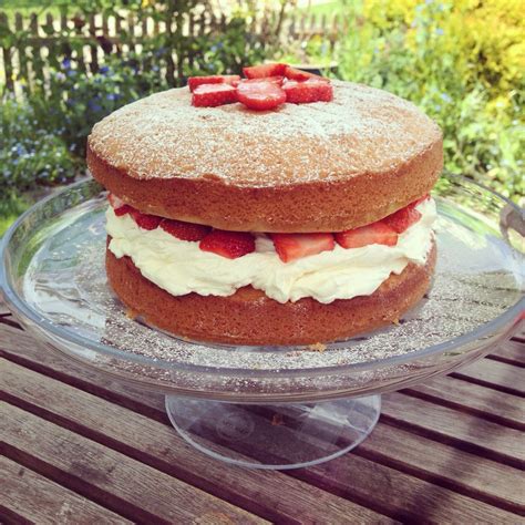 Classic Mary Berry Victoria sponge with fresh cream & strawberries