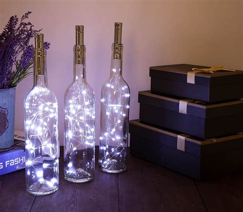 Botellas de vidrio decoradas con luces Botellas de vidrio personalizadas, transparentes...