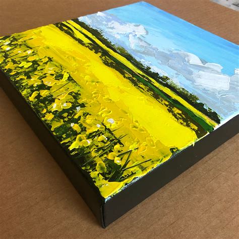 Mustard Field Painting Abstract Landscape Painting Meadow | Etsy