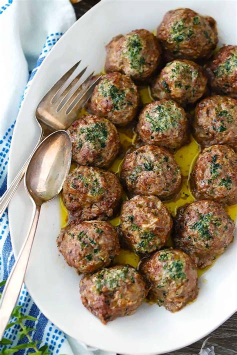 Keftedes (Greek Meatballs) with Herb Butter | Recipe | Greek recipes, Greek dishes, Greek dinners