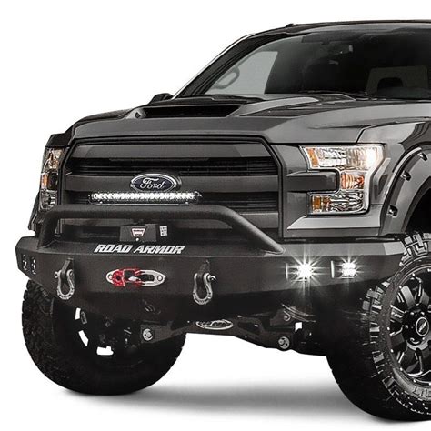 Road Armor® - Stealth Series Full Width Black Powder Coat Front Winch HD Bumper with Hoop | Ford ...