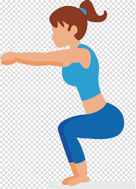 Exercise Clipart Squat Girl Cartoon Illustration Sport Illustration ...