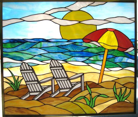 J&M Stained Glass, North Myrtle Beach, SC - Adirondack chairs on beach | Stained glass patterns ...