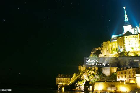 Montsaintmichel Night View Stock Photo - Download Image Now ...