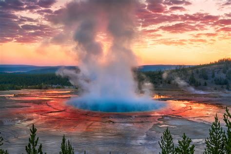 Download Sunrise Nature Geyser HD Wallpaper