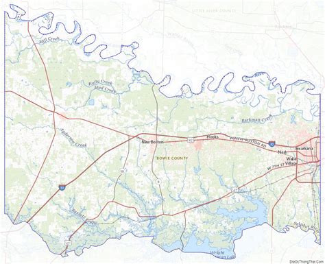 Map of Bowie County, Texas