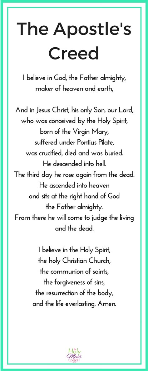 Apostles' Creed Lutheran Printable