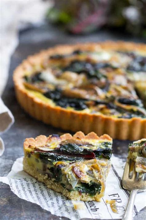 Savory Tart with Caramelized Onions Mushrooms & Chard {Paleo}