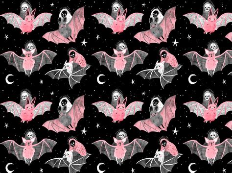 Death Likes Riding Bats / Pattern | Gothic wallpaper, Halloween ...