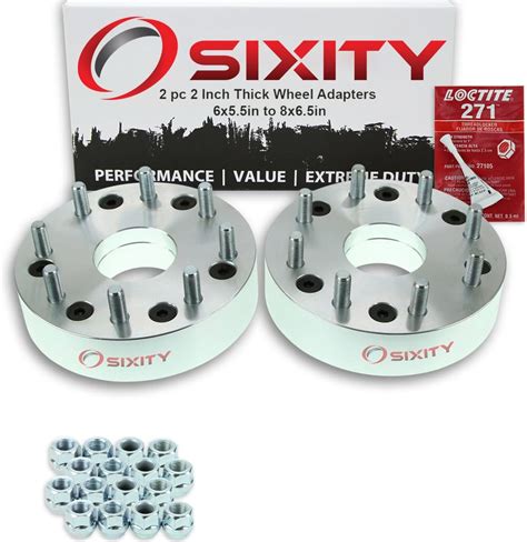 Amazon.com: 2 pc Sixity 2" Thick 6x5.5" to 8x6.5" Wheel Adapters ...